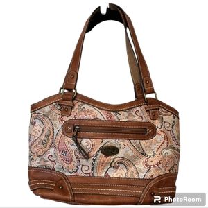 B.O.C Barton Paisley Tote Purse Bag -Olive Multi Saddle Print